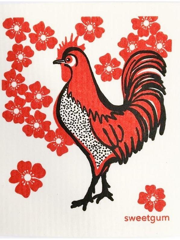 More Joy Schwammtuch roter Hahn
