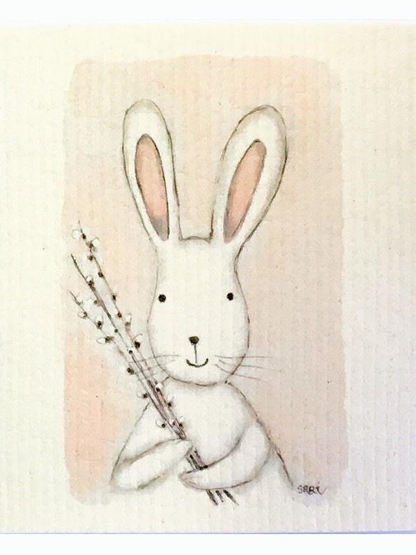 More Joy Schwammtuch Hase mit Weidekätzchen
