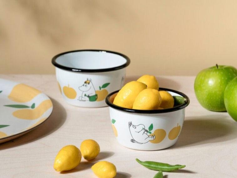 Muurla_Moomin_Emailleschüssel_fröhliche-äpfeln_gelb_3dl_0