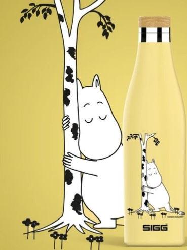 SIGG-X-Mumin_hot-&-cold_Thermosflasche_Mumin-umarmt-baum_gelb_0.5l