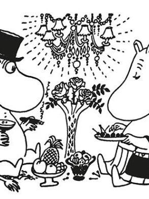 Putinki_Mumin_Postkarte_Abendessen