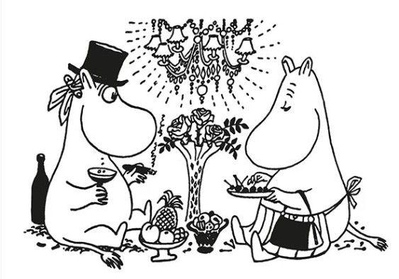 Putinki_Mumin_Postkarte_Abendessen